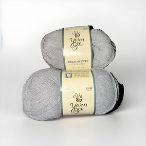 Lot of 2 Yarn Bee Breathe Deep Polyester Yarn 1 Full One Part Medium Silver Grey